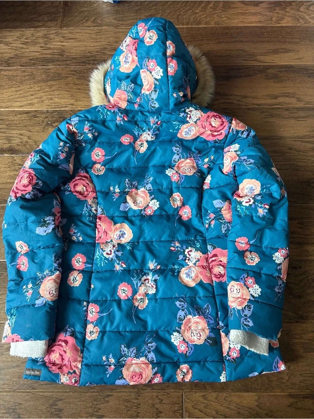 Matching mommy and me set!!!! Matilda Jane Teal Floral Hooded Puffers!